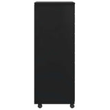 Rolling Cabinet with Drawers "MOSS" Black Solid Wood Pine 4015788