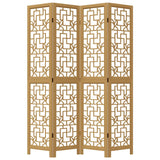 Room Divider 4 Panels Brown Solid Wood Paulownia 358867