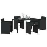 Garden Dining Set with Cushion 5 pcs Black Poly Rattan 3379977