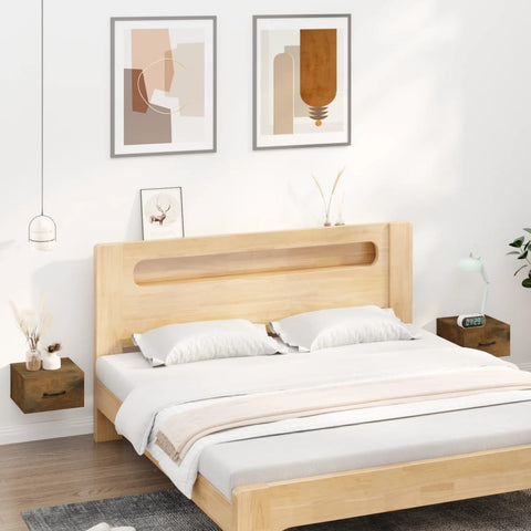 ZNTS Wall-mounted Bedside Cabinets 2 pcs Smoked Oak 35x35x20 cm 817580