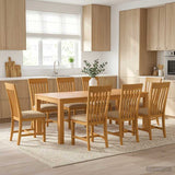 Dining Set 9 pcs Beige Solid Oak Wood 3430411