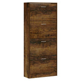 Shoe Cabinet Smoked Oak 63x24x147 cm Engineered Wood 342547
