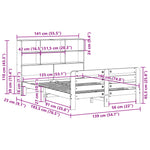 ZNTS Bed Frame without Mattress White 135x190 cm Double Solid Wood Pine 3309948