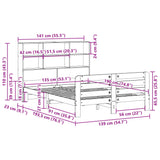 ZNTS Bed Frame without Mattress White 135x190 cm Double Solid Wood Pine 3309948