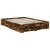 Bed Frame with Drawer Smoked Oak 150 x 200 cm Engineered Wood 3413591