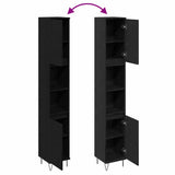 Bathroom Cabinet Black Oak 30 x 30 x 190 cm Engineered Wood 862882