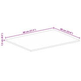 Table Top 80x60x1.5 cm Rectangular Solid Wood Rough Mango 371329