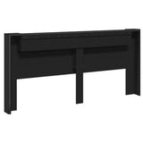 Headboard Cabinet with LED Black 220x16.5x103.5 cm 839274