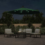 Hanging Garden Parasol with LED Lighting 300 cm Green Metal Pole 42969