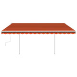 ZNTS Manual Retractable Awning with Posts 4x3.5 m Orange and Brown 3070020