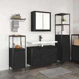 Bathroom Furniture Set 3 pcs Black Oak Engineered Wood 3328379