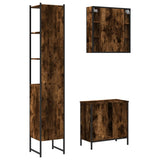 3 Piece Bathroom Cabinet Set Smoked Oak Engineered Wood 3214742