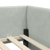 Corner Bed Frame Light Grey 100 cm x 200 cm Velvet 42016091