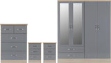 ZNTS Nevada 4 Door 2 Drawer Mirrored Wardrobe Bedroom Set 100-108-038