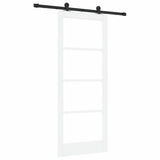 Sliding Door ORKDAL White 83 x 202 cm Solid Pine Wood and Glass 3332110