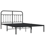 Metal Bed Frame without Mattress with Headboard Black 140x200cm 352579