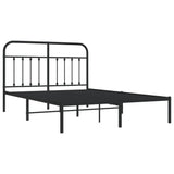 Metal Bed Frame without Mattress with Headboard Black 140x200cm 352579