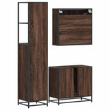 3 Piece Bathroom Furniture Set Brown Oak Engineered Wood 3301169