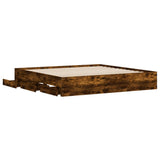 Bed Frame with Drawers without Mattress Smoked Oak 180x200 cm Super King 3207256