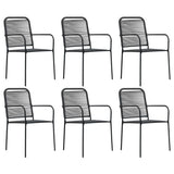 Garden Dining Set Black Powder-coated steel, glass, cotton rope 3060210