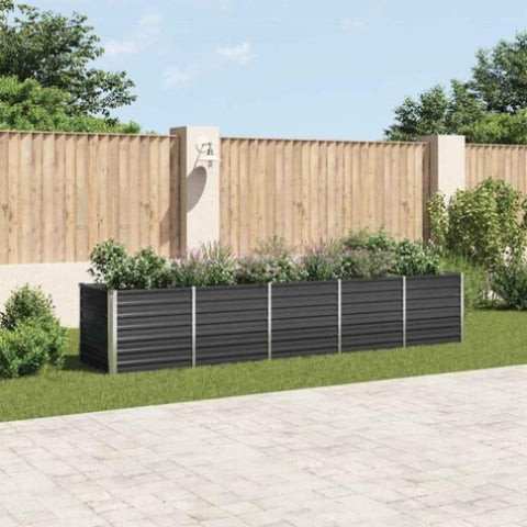 Garden Raised Bed Galvanised Steel 400x80x77 cm Anthracite 47063