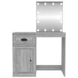 Dressing Table with LED Grey Sonona 90x50x132.5 cm Engineered Wood 816774