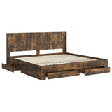 Bed Frame with Storage and Headboard Smoked Oak Engineered Wood 3414077