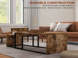 Coffee Tables Set of 2, Industrial Nest of Tables with Metal Frame for Living Room Bedroom, Rustic T3398P343241