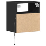 ZNTS Wall-mounted Bedside Cabinet with LED Lights Black 3307977