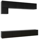 ZNTS 5 Piece TV Cabinet Set Black Engineered Wood 3078799