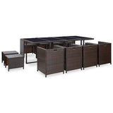 13 Piece Outdoor Dining Set with Cushions Poly Rattan Brown 42603