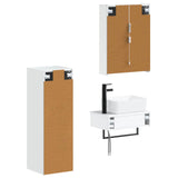 Bathroom Furniture Set 4 pcs White Engineered Wood and Glass 3407399