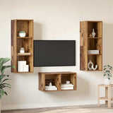TV Cabinet Set Old Wood 37 x 37 x 107 cm Engineered Wood 3393363