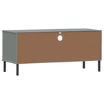 TV Cabinet with Metal Legs Grey Solid Wood Pine OSLO 351025
