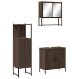 3 Piece Bathroom Furniture Set Brown Oak Engineered Wood 3214704