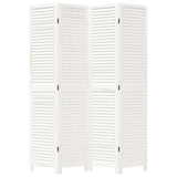 Room Divider 4 Panels White Solid Wood Paulownia 358835