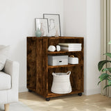 ZNTS Side Table with Wheels Smoked Oak 55x60x78 cm Engineered Wood 853159