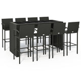 Garden Bar Set Black PE rattan, powder-coated steel, tempered glass 3187672