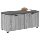 Hall Bench with Cushion with Shelf Grey Sonoma 100 x 38 x 46 cm 891493