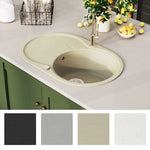 ZNTS Granite Kitchen Sink Single Basin Oval Beige 144866