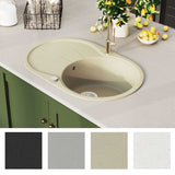 ZNTS Granite Kitchen Sink Single Basin Oval Beige 144866
