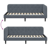 Corner Bed Frame with Headboard Dark Grey 90 x 190 cm Velvet 42016597