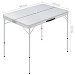 Folding Camping Table with 2 Benches Aluminium White 48181