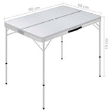Folding Camping Table with 2 Benches Aluminium White 48181