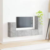 TV Cabinet Set Wall-mounted 3 pcs Concrete Grey Engineered Wood 3409018
