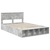 Bed Frame with Shelf Concrete Grey 150 x 200 cm Engineered Wood 3408357