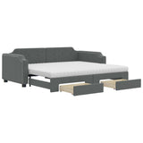 Daybed with Trundle and Drawers Dark Grey 90x190 cm Fabric 3197712