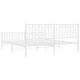 Metal Bed Frame without Mattress with Footboard White 183x213cm 374509