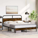 Bed Frame Without Mattress 150x200 cm Smoked Oak Engineered Wood 4100358