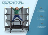 4.6FT/55" Kids Trampoline with Safety Enclosure, Outdoor Indoor Use, for Ages 3-10 Years, Black T3398P348061
